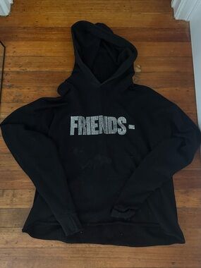VLONE Black Hoodie with Studded "FRIENDS-" Logo